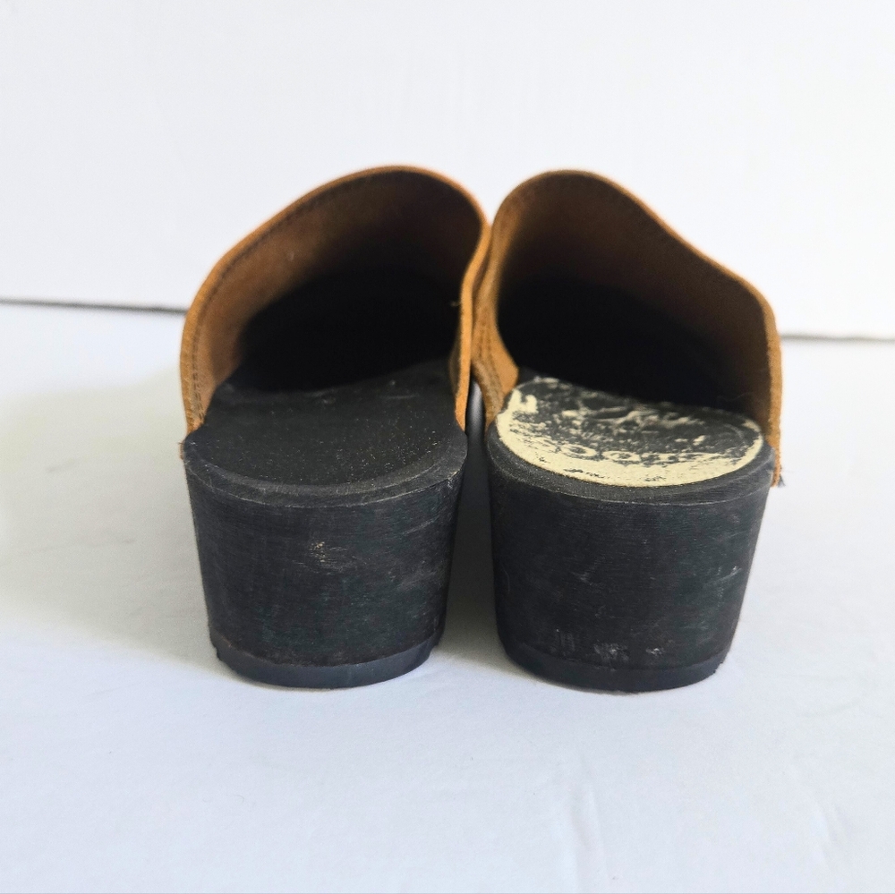 Camel Tan Leather Swedish Clogs Size 36 - Picture 4 of 12